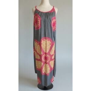 YOA Beachy Backless Maxi Dress Womens XL Blue Magenta Pink Mustard Floral Long